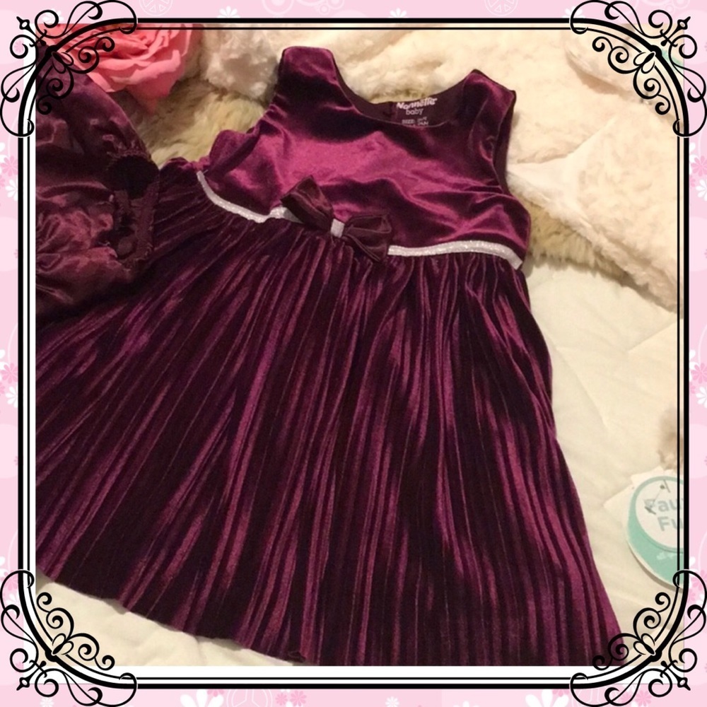 🥀Nannette baby 24&18 months faux fur 3 piece set burgundy color